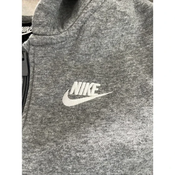 Nike Hoodie Kids XL Gray Cotton Long Sleeve Youth Classic Logo Full Zip - Picture 2 of 5